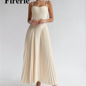 SHEIN Firerie Apricot Midi Dress with Pleats
